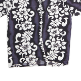 APPLE HOUSE Mens Black & White Hawaiian Shirt L Cotton Floral Pattern