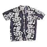 APPLE HOUSE Mens Black & White Hawaiian Shirt L Cotton Floral Pattern
