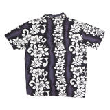 APPLE HOUSE Mens Black & White Hawaiian Shirt L Cotton Floral Pattern