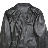 NEUENSCHWANDER Womens Black Leather Blazer Jacket L Button Closure Tailored