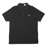REEBOK Mens Black Short Sleeve Plain Polo Shirt L Cotton Blend Casual Sportswear
