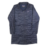PATAGONIA Womens Navy Blue Quilted Polyester Jacket S Zip Pockets Lightweight