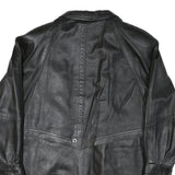 JAMA Womens Black Leather Button Jacket L Woven Minimalist Classic Fashion