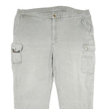 KRENGER Mens Cotton Blend Grey Relaxed Cargo Trousers W42 L30 Utility Pockets