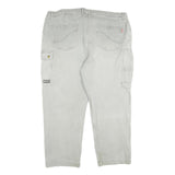 KRENGER Mens Cotton Blend Grey Relaxed Cargo Trousers W42 L30 Utility Pockets