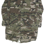 AMISU Mens Green Camouflage Military Jacket M Polyester Zip Pockets Casual
