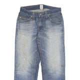 TRUE RELIGION Mens Blue Regular Straight Denim W32 L28 Zip Cotton Blend Jeans