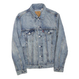 LEVI'S Mens Blue Denim Jacket S Cotton Blend Button Closure Classic Fit Casual