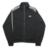 ADIDAS Mens Black & White Track Jacket M Polyester Zip Plain Sport Casual