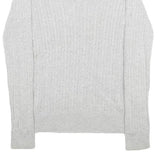 TOMMY HILFIGER Womens Grey Plain Cotton Jumper V-Neck Basic Knit Size S