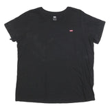 LEVI'S Womens Black Classic T-Shirt 2XL Short Sleeve Crew Neck Cotton Blend