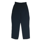 LANVIN Womens Cotton Navy Regular Straight Trousers W25 L25 Elegant Zip Closure