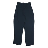 LANVIN Womens Cotton Navy Regular Straight Trousers W25 L25 Elegant Zip Closure
