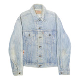 LEVI'S Womens Blue Denim Cotton Button Jacket L Embellished Bee Floral