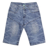 YFK Mens Denim Blue Casual Shorts M W32 Urban Vibes Embroidery