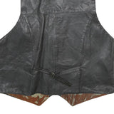 Mens Black Leather Button Jacket XL Plain Sleeveless Waistcoat Stylish