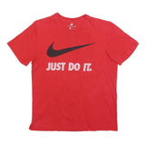 NIKE Mens Red Just Do It Graphic T-Shirt L Short Sleeve Crew Neck Cotton Blend