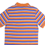 CHAPS Mens Orange & Blue Striped Short Sleeve Polo Shirt S Cotton Casual