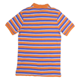 CHAPS Mens Orange & Blue Striped Short Sleeve Polo Shirt S Cotton Casual