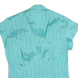 SPARE PARTS Womens Blue Printed Blouse Short Sleeve V-Neck S Tie Front