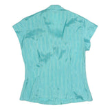 SPARE PARTS Womens Blue Printed Blouse Short Sleeve V-Neck S Tie Front
