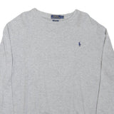 POLO RALPH LAUREN Mens Grey Plain Jumper Crew Neck Basic Knit L Cotton Blend