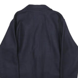 Mens Blue & Navy Wool Blend Coach Jacket M Button Plain Relaxed Fit Pockets