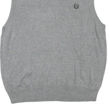 CHAPS Mens Grey Plain Cotton Blend Jumper V-Neck Basic Knit L Sleeveless Vest