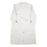 Womens White Cotton Button Jacket L Plain Classic Long Sleeve Casual Outerwear