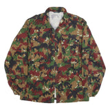 Mens Green Brown Camouflage Zip Cotton Blend Jacket M Military Style Casual