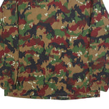 Mens Green Brown Camouflage Zip Cotton Blend Jacket M Military Style Casual