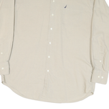 NAUTICA Mens Beige Cotton Blend Shirt L Classic Long Sleeve Button Shirt