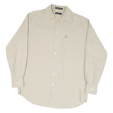 NAUTICA Mens Beige Cotton Blend Shirt L Classic Long Sleeve Button Shirt