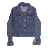 Womens Blue Denim Plain Cotton Button Jacket M Classic Regular Fit