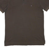 TOMMY HILFIGER Mens Brown Short Sleeve Plain XL Cotton Blend Polo Shirt
