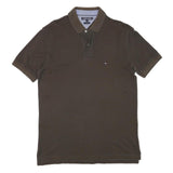 TOMMY HILFIGER Mens Brown Short Sleeve Plain XL Cotton Blend Polo Shirt