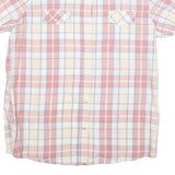 WRANGLER Womens Pink & Cream Check Shirt L Western Style Short Sleeve Summer Top