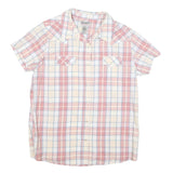 WRANGLER Womens Pink & Cream Check Shirt L Western Style Short Sleeve Summer Top