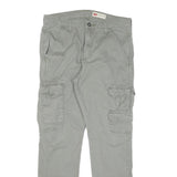 WRANGLER Mens Cotton Grey Slim Straight Trousers W29 L30 Casual Comfort Zip