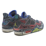 AIR JORDAN 4 Retro Motley Crew Mens Low Top Trainers Black & Multi Synthetic UK