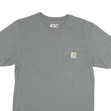 CARHARTT Mens Grey & Beige Logo Pocket T-Shirt S Short Sleeve Crew Neck Cotton