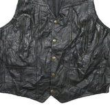 ROLENTA AMEE Mens Black Leather Button Jacket L Genuine Classic Vest