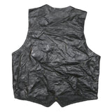 ROLENTA AMEE Mens Black Leather Button Jacket L Genuine Classic Vest