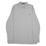 POLO RALPH LAUREN Mens Grey Long Sleeve Polo Shirt 2XL Cotton Classic Fit