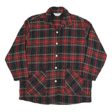 LASOLTH Womens Red & Black Plaid Button Jacket M Polyester Blend Comfortable