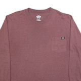 DICKIES Mens Maroon Long Sleeve Crew Neck Pocket T-Shirt 2XL Cotton Blend
