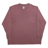 DICKIES Mens Maroon Long Sleeve Crew Neck Pocket T-Shirt 2XL Cotton Blend