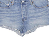 LEVI'S Womens Denim Blue Cotton Casual Shorts S W28 Frayed Hem Pockets