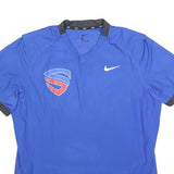 NIKE Mens Blue & Grey Modern T-Shirt L Short Sleeve V-Neck Sports Graphic