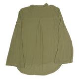 ZARA Womens Green Basic Shirt Long Sleeve Collared Plain L Lightweight Blouse